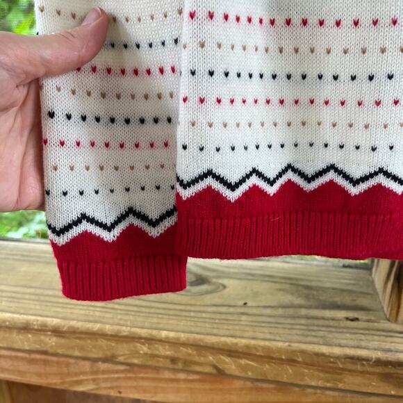 Talbots Petite Women's White And Red Fair Isle Pullover Sweater Size P. NEW - Picture 4 of 7